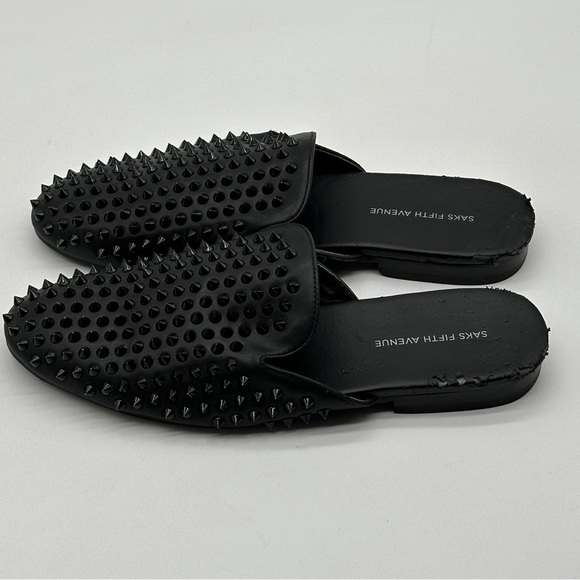 Saks Fifth Avenue Rudy Metal Spikes Slip on mule loafers shoes size 11.5 - Picture 9 of 13